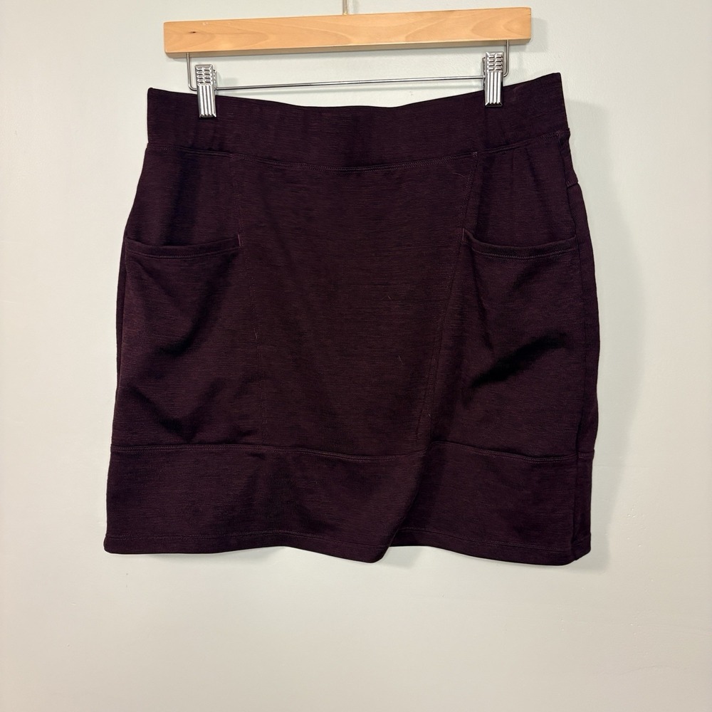 Toad & Co Purple Knit Pull On Intermezzo Mini Skirt Pockets Elastic Waist Size L